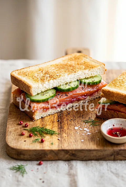 Photo de Sandwich saumon fumé au vinaigre de framboises