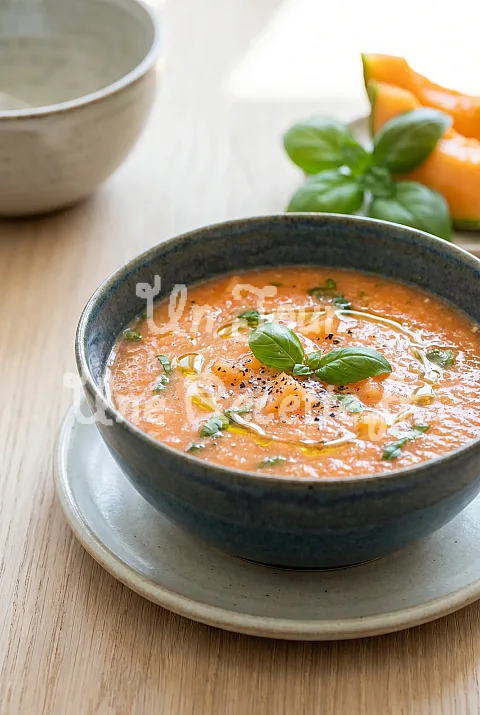 Photo de Soupe glacée melon basilic