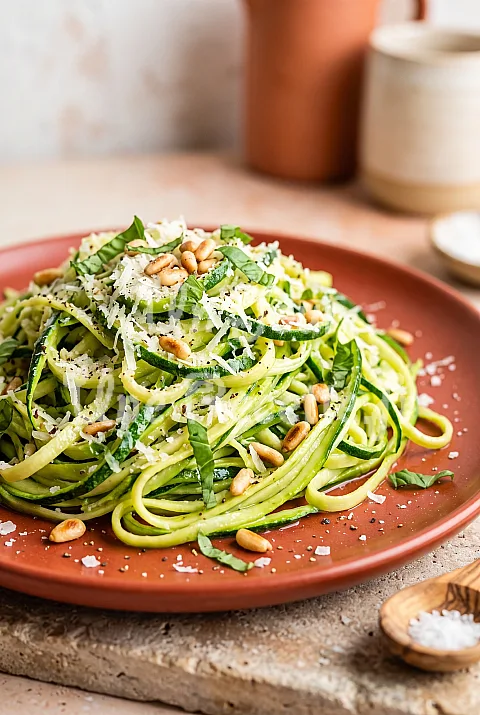 Photo de Tagliatelles de courgettes au parmesan et pignons de pin