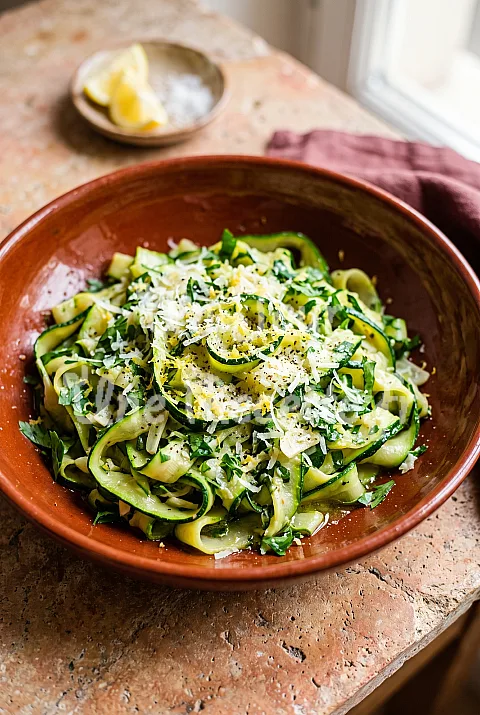 Photo de Tagliatelles de courgettes sautées à l'ail et au persil