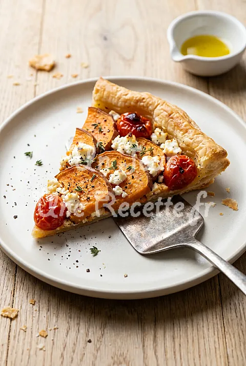 Photo de Tarte à la patate douce, tomates et feta
