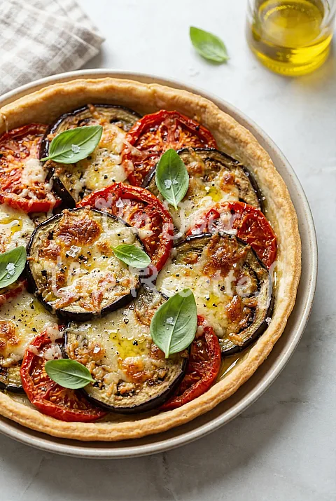 Photo de Tarte aubergines, tomates et parmesan