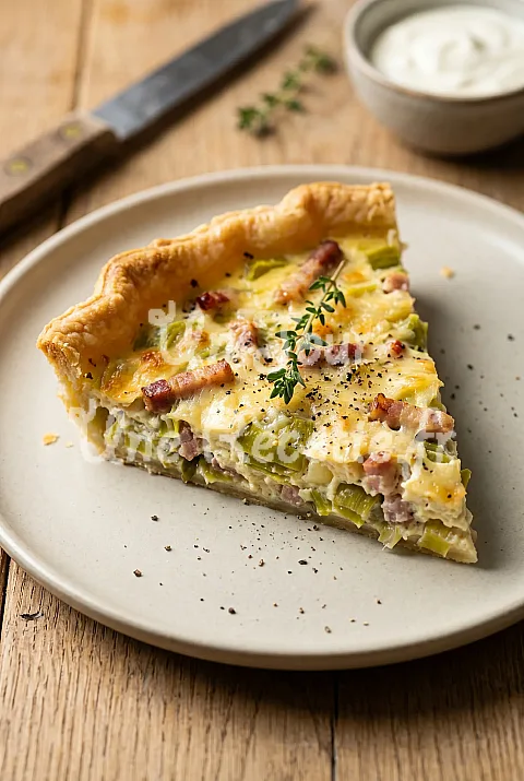 Photo de Tarte aux poireaux et aux lardons