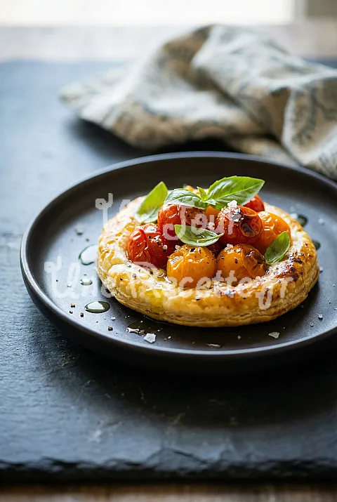 Photo de Tarte aux tomates cerises et basilic