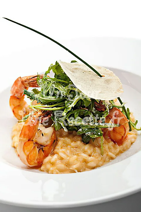 Photo de Risotto de roquette et crevettes