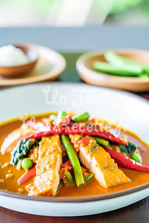Photo de Saumon au curry rouge et aux légumes