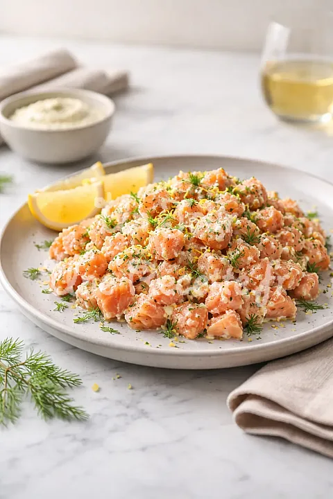 Photo de Tartare de saumon à l'aneth et à la crème fraîche