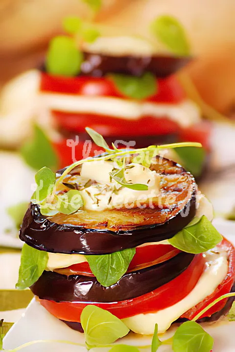 Photo de Tian d'aubergines et tomates à la mozzarella
