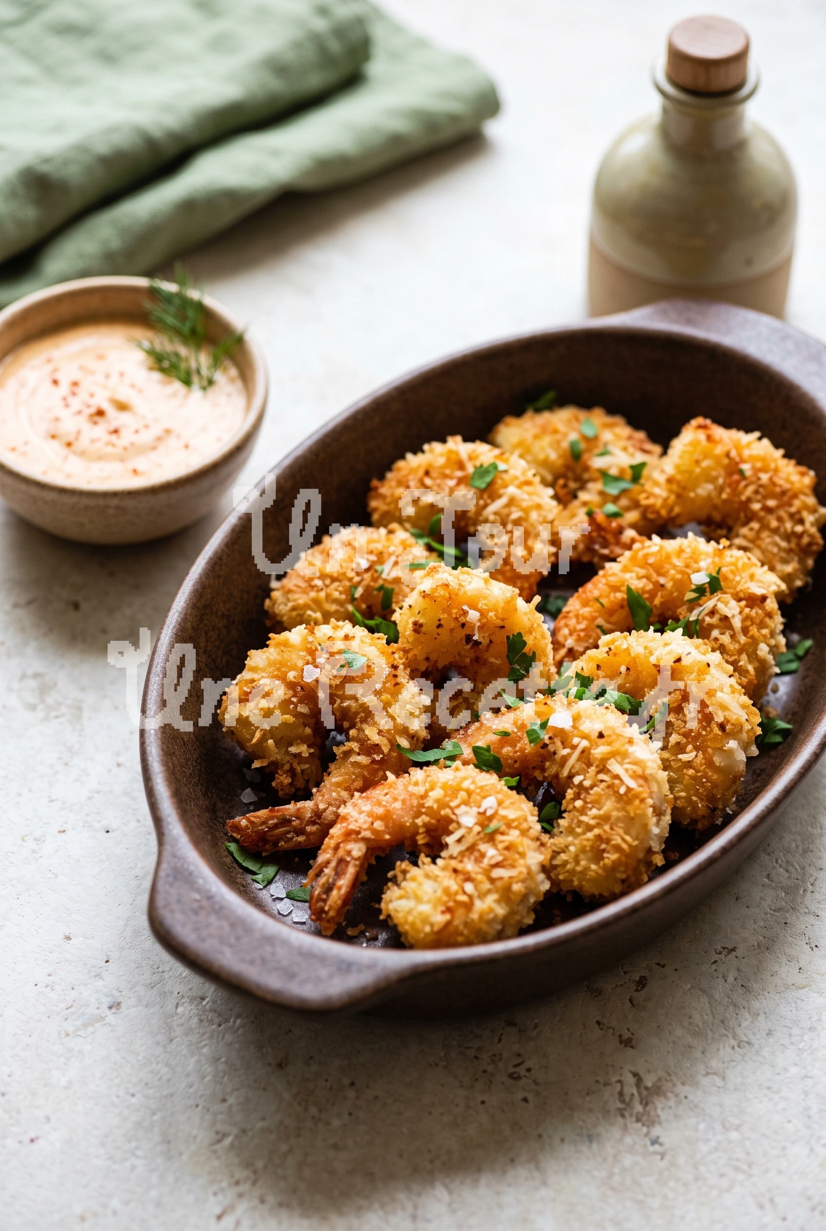 Photo de la recette Bouchées de crevettes panées à l'airfryer