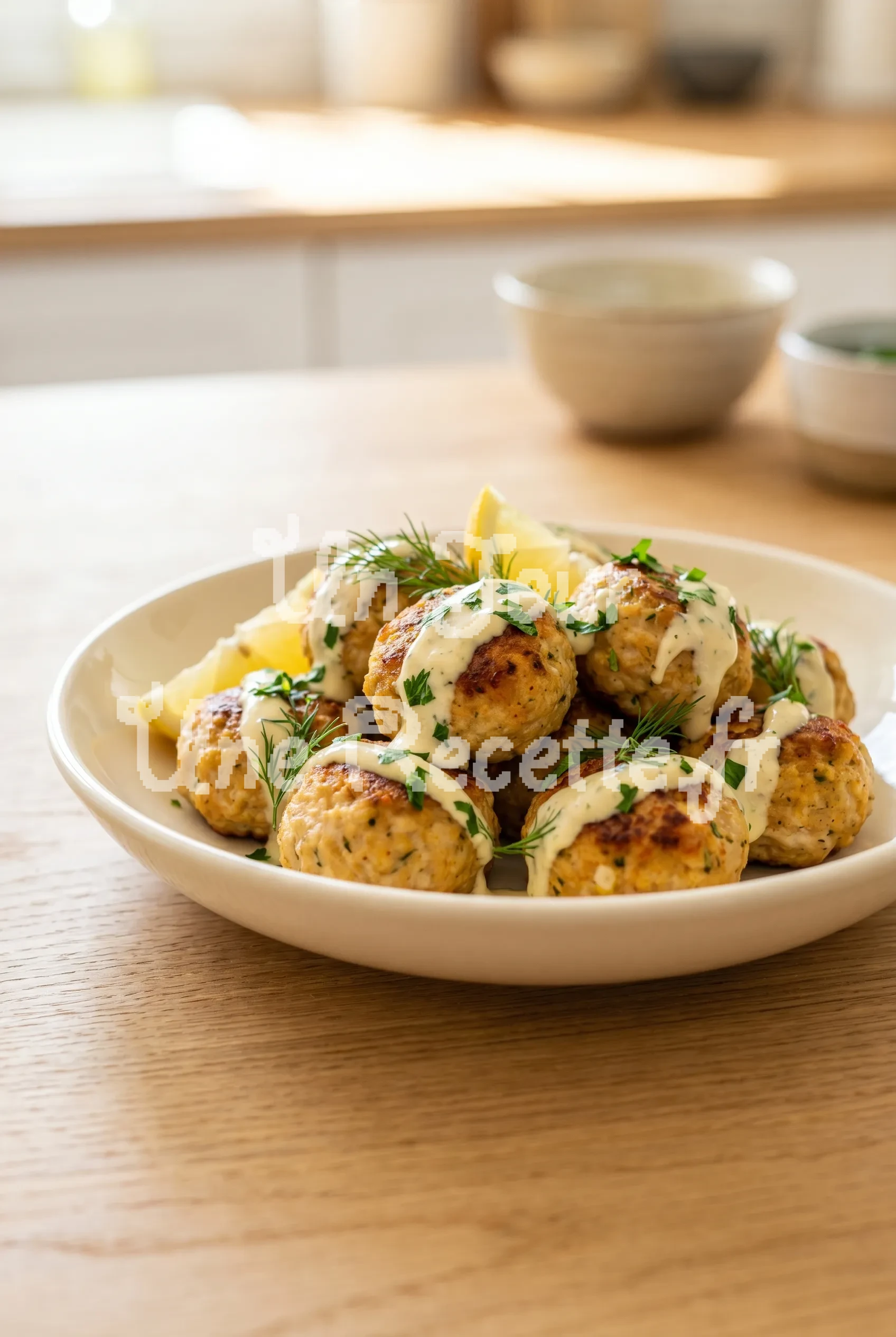 Photo de la recette Boulettes de poulet à la grecque, mayo ail et citron