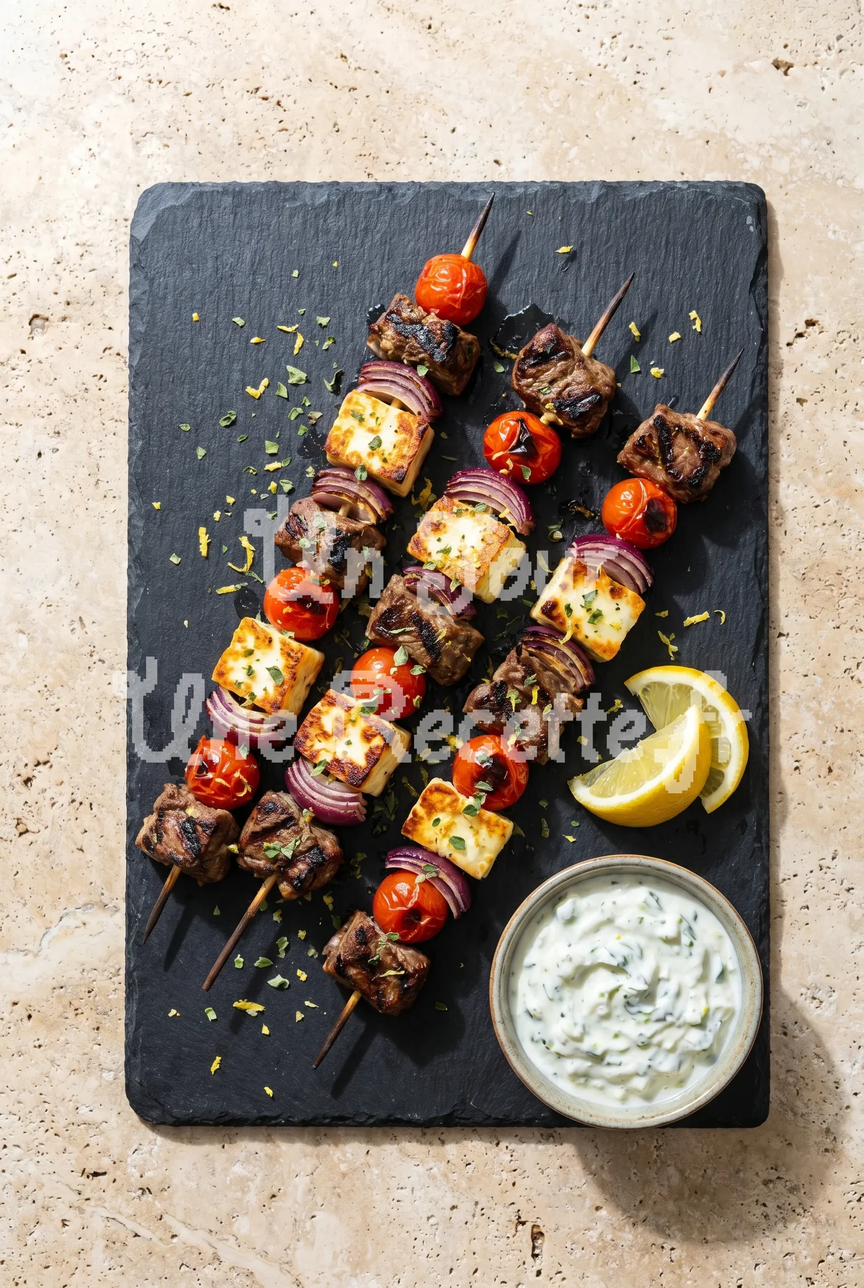 Photo de la recette Brochettes d'agneau et de halloumi
