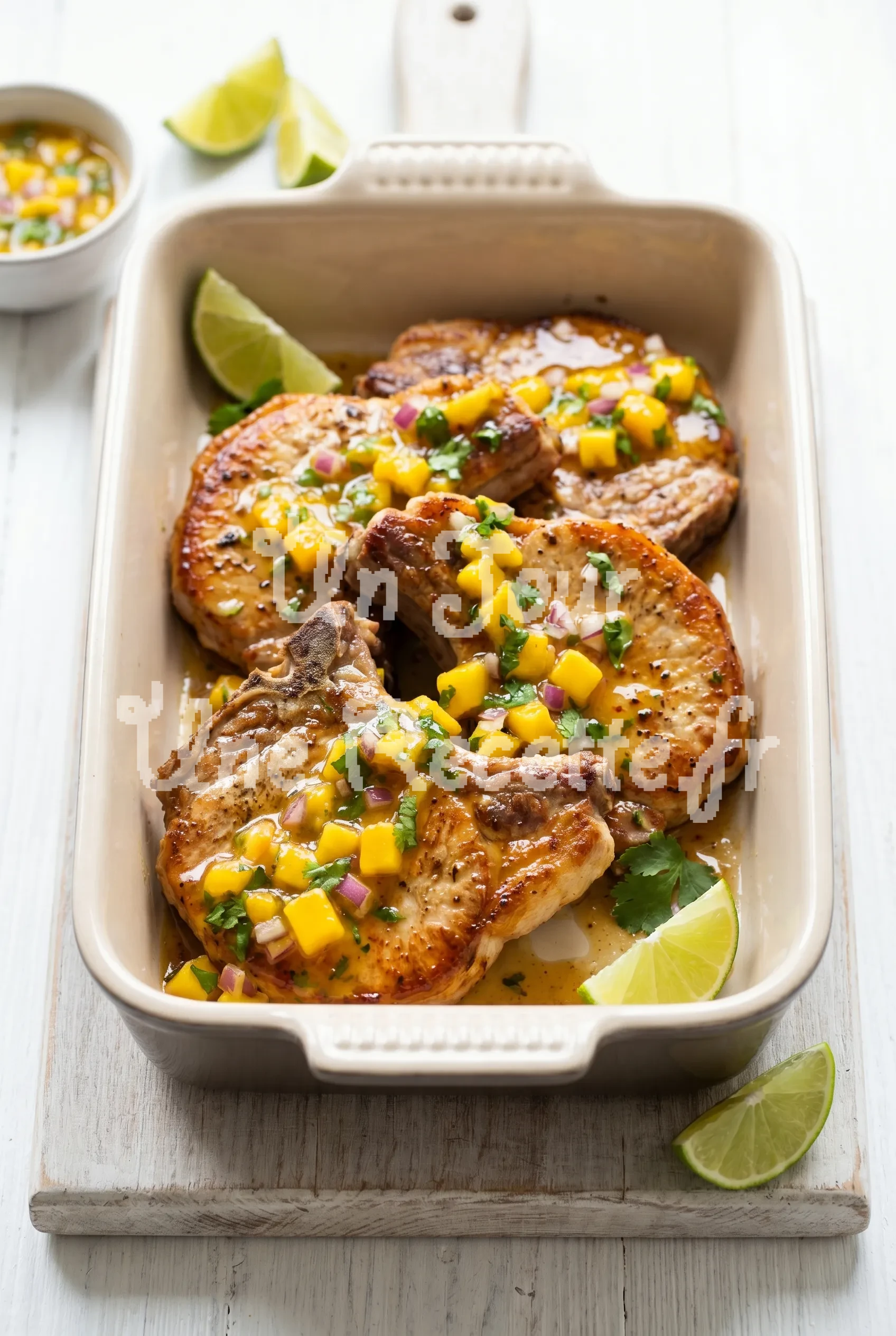 Photo de la recette Côtelettes de porc avec sauce à la mangue