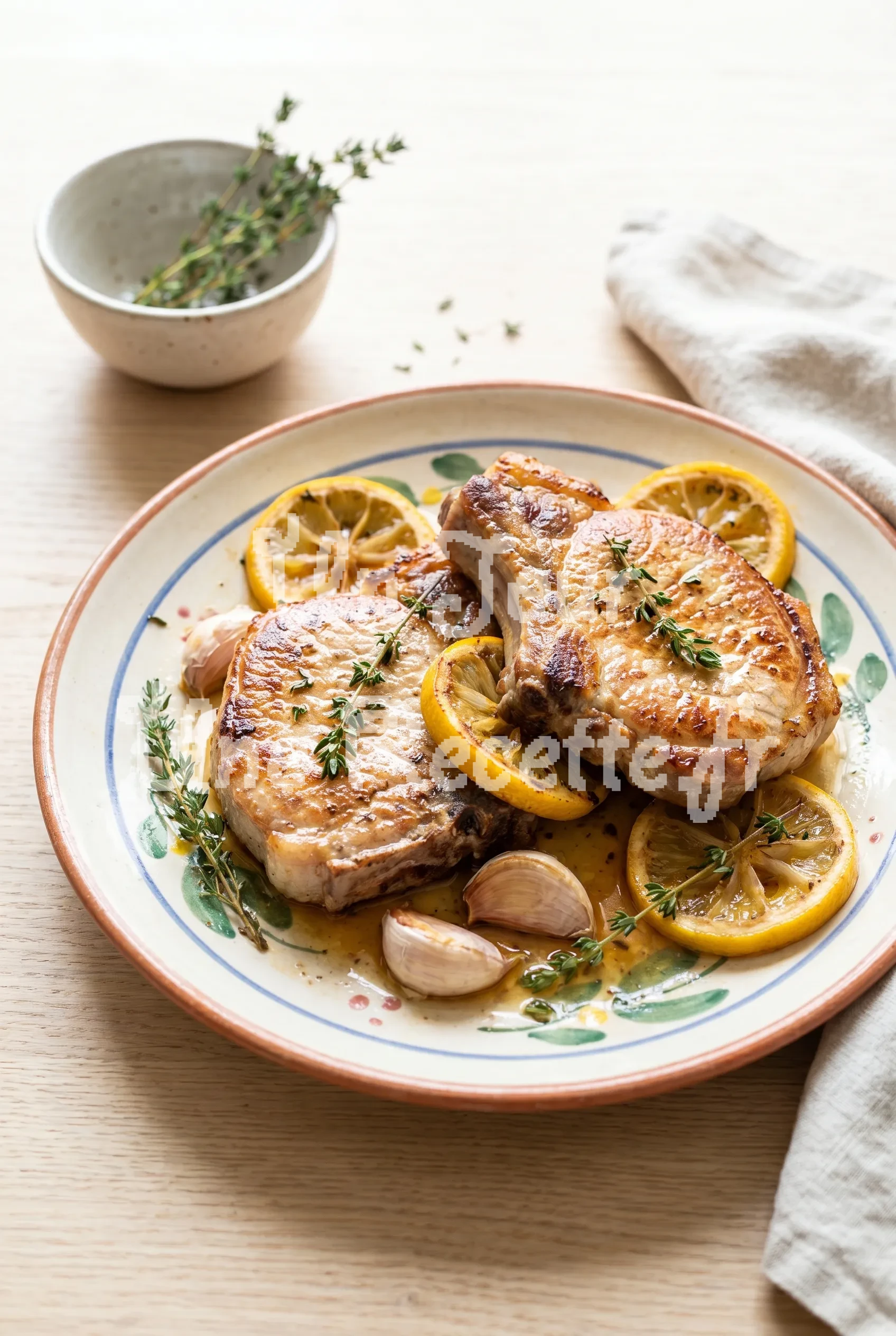 Photo de la recette Côtes de porc au citron et au thym