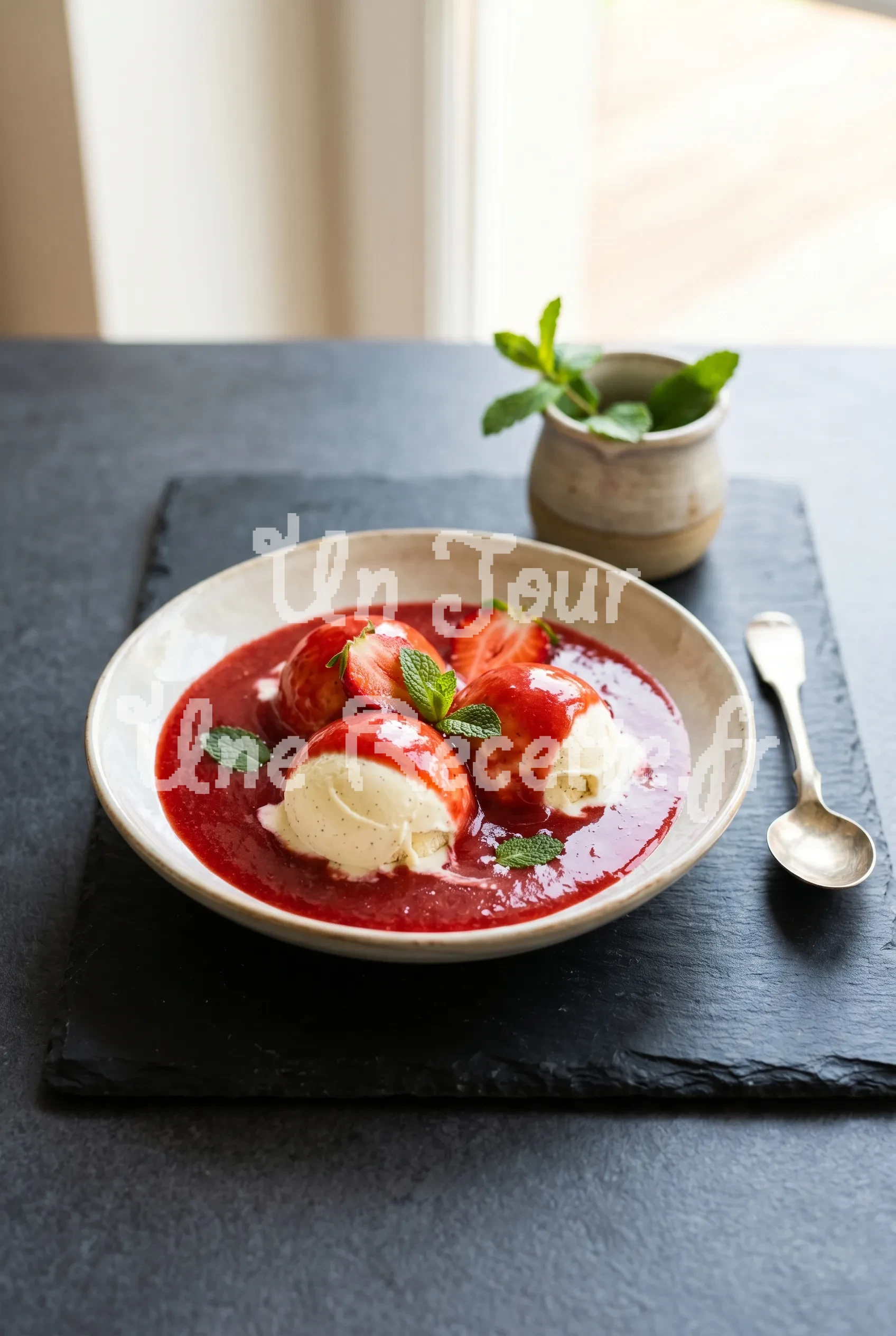 Photo de la recette Coulis de fraise à la menthe