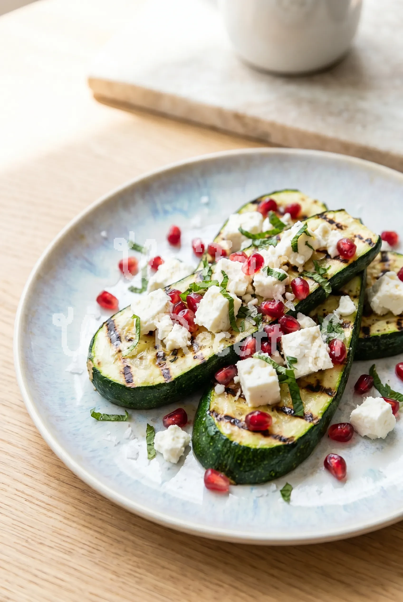 Photo de la recette Courgettes grillées à la feta et à la grenade