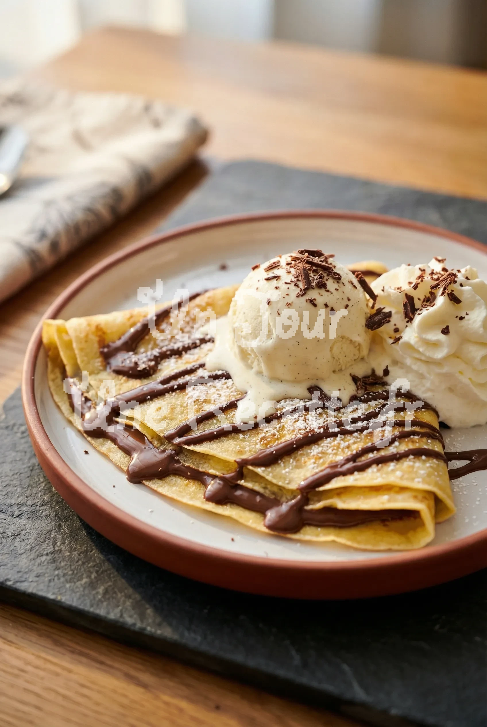 Photo de la recette Crêpe chocolat et glace vanille