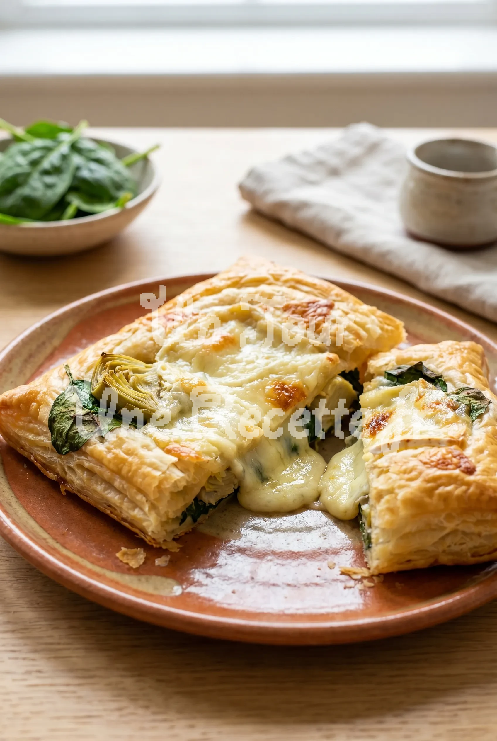 Photo de la recette Feuilleté aux épinards, artichaut et fromage de brebis