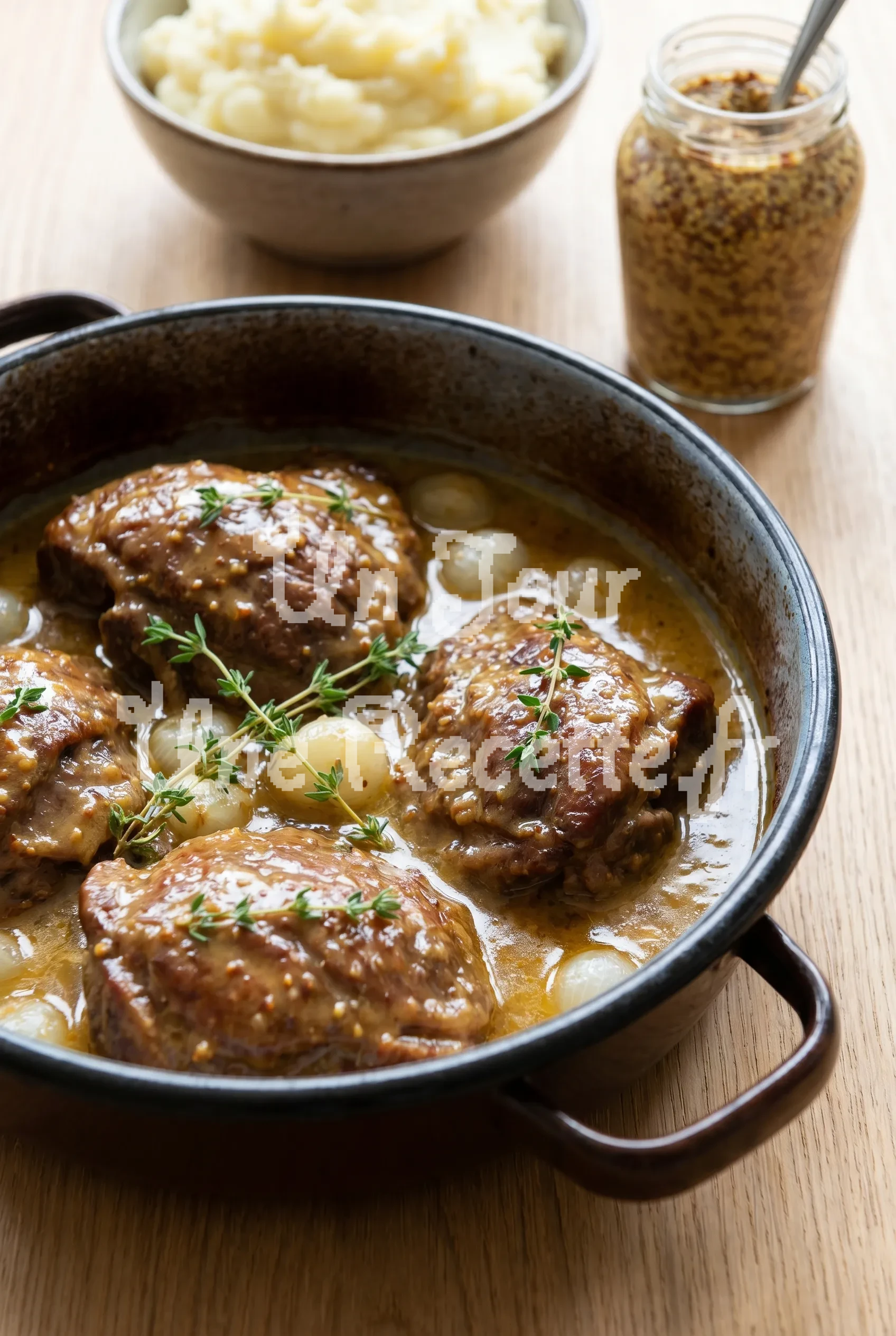 Photo de la recette Joues de porc à la moutarde, bière et miel