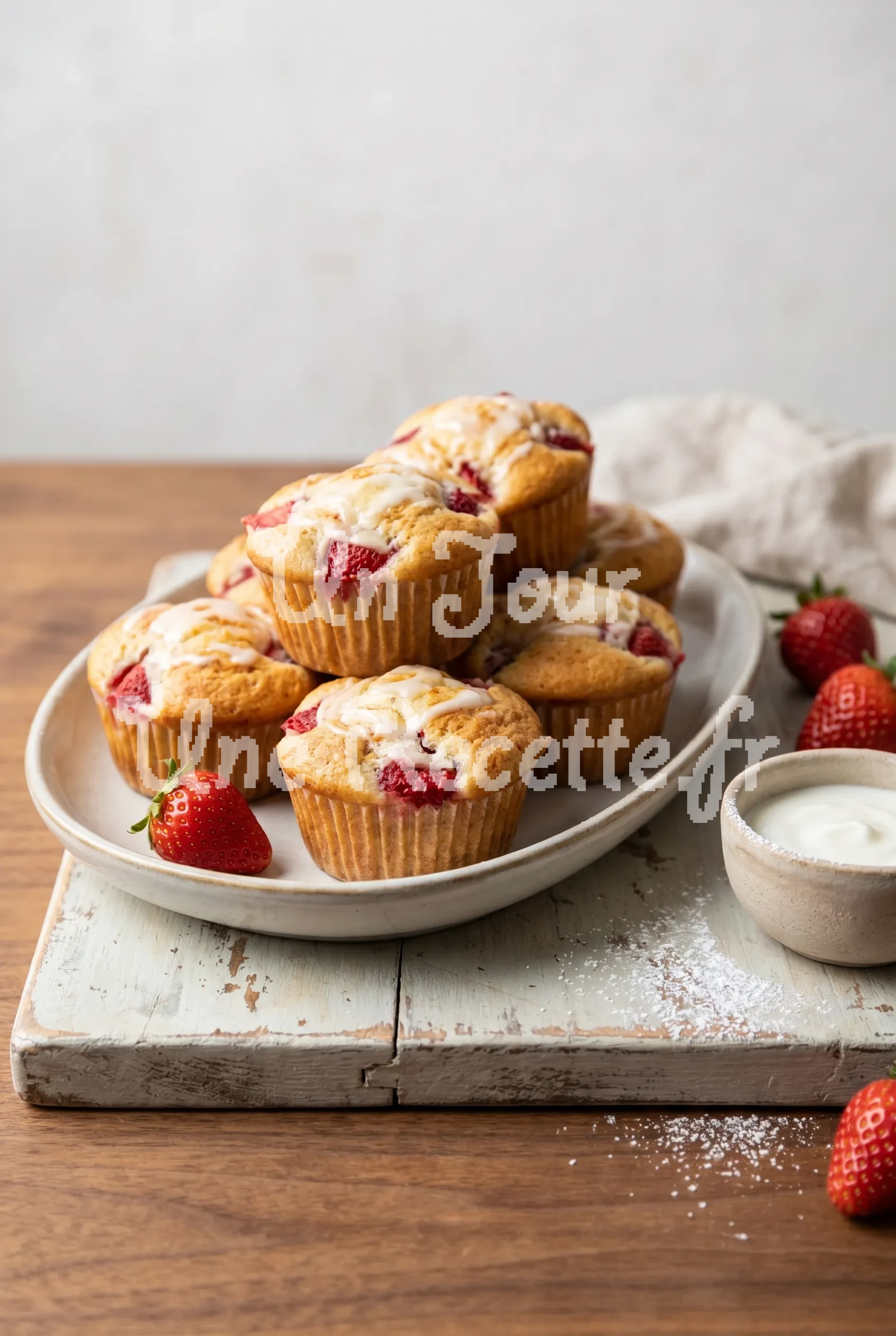 Photo de la recette Muffins aux fraises et au yogourt