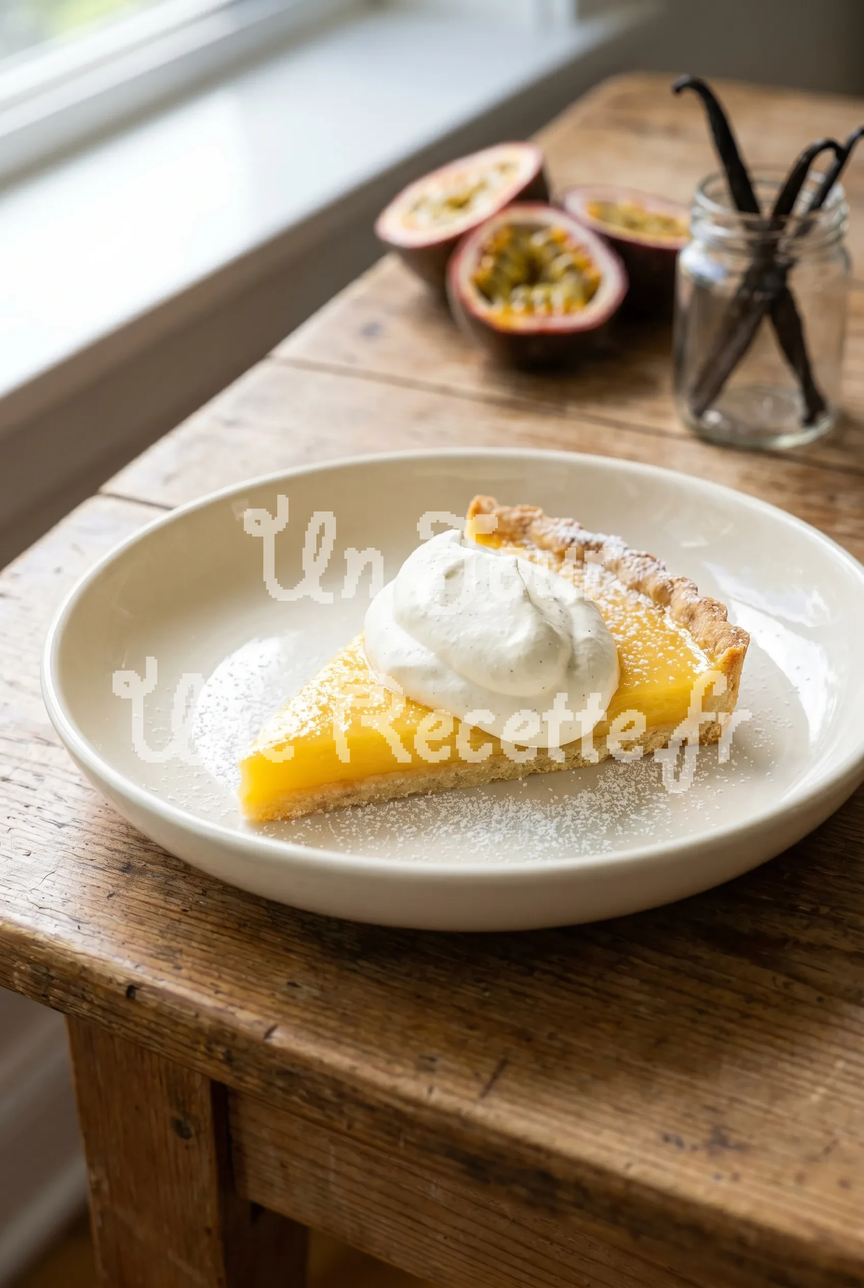 Photo de la recette Passion fruit tart with vanilla whipped cream