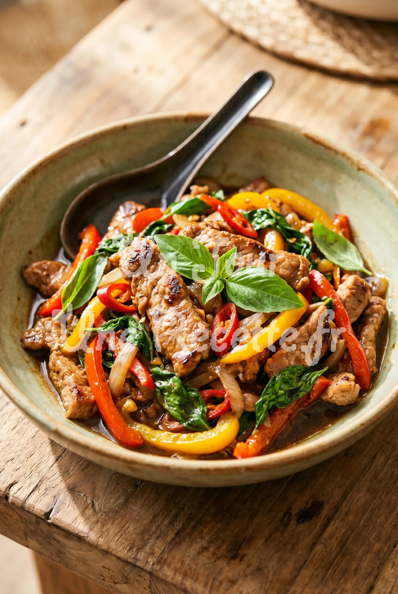 Photo de la recette Porc sauté au basilic thaï