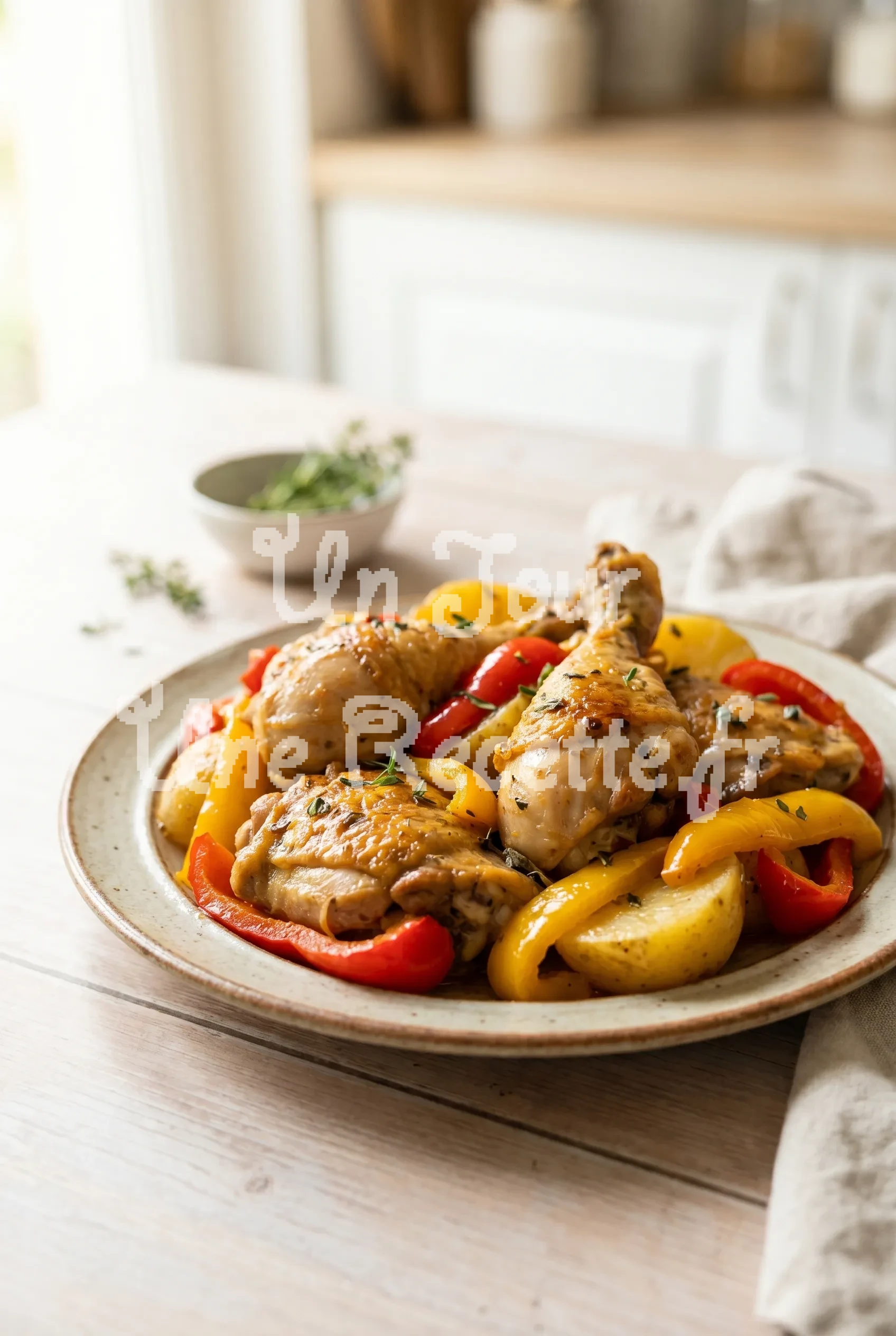 Photo de la recette Poulet aux poivrons et pommes de terre fondantes