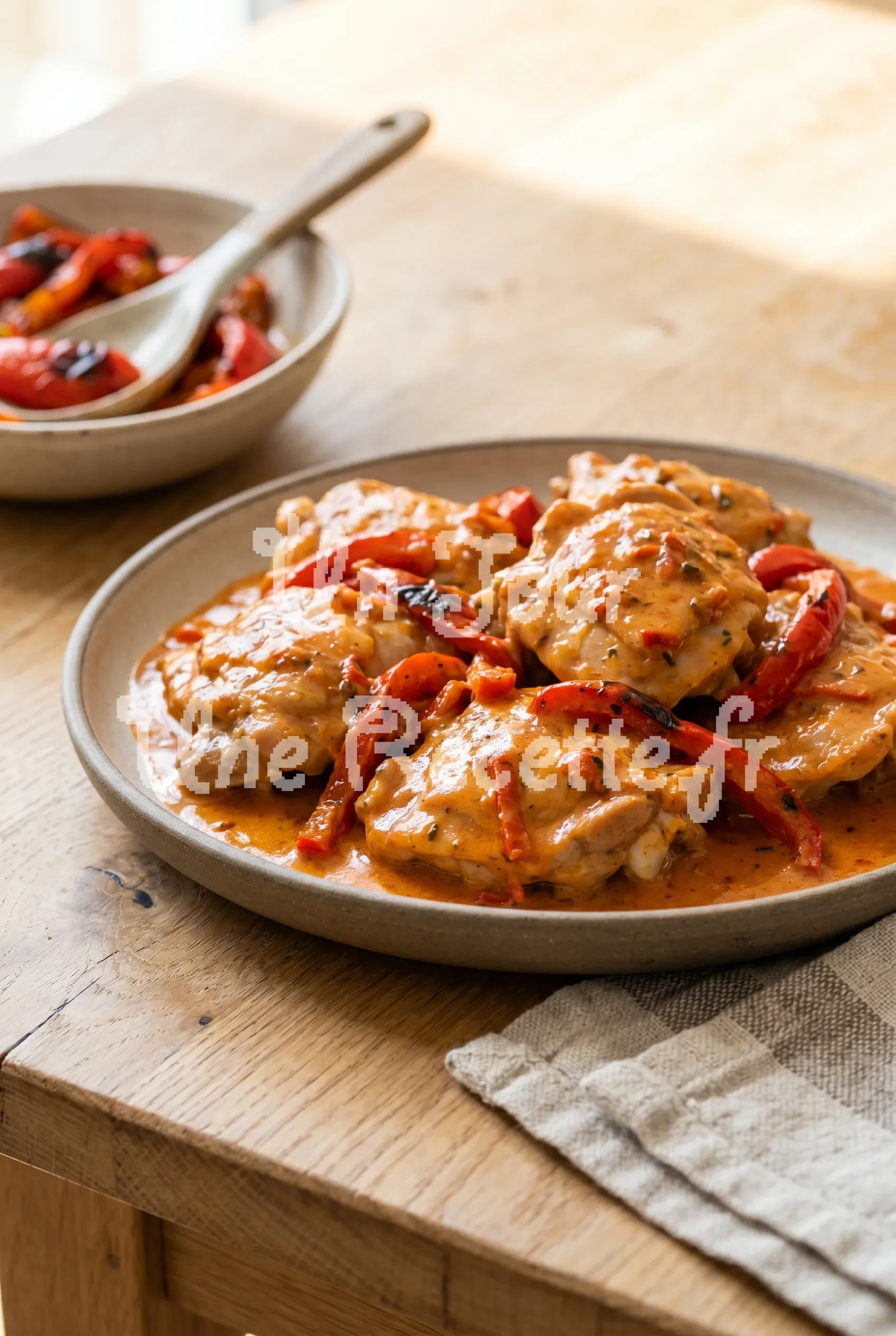 Photo de la recette Poulet sauce crémeuse aux poivrons rôtis