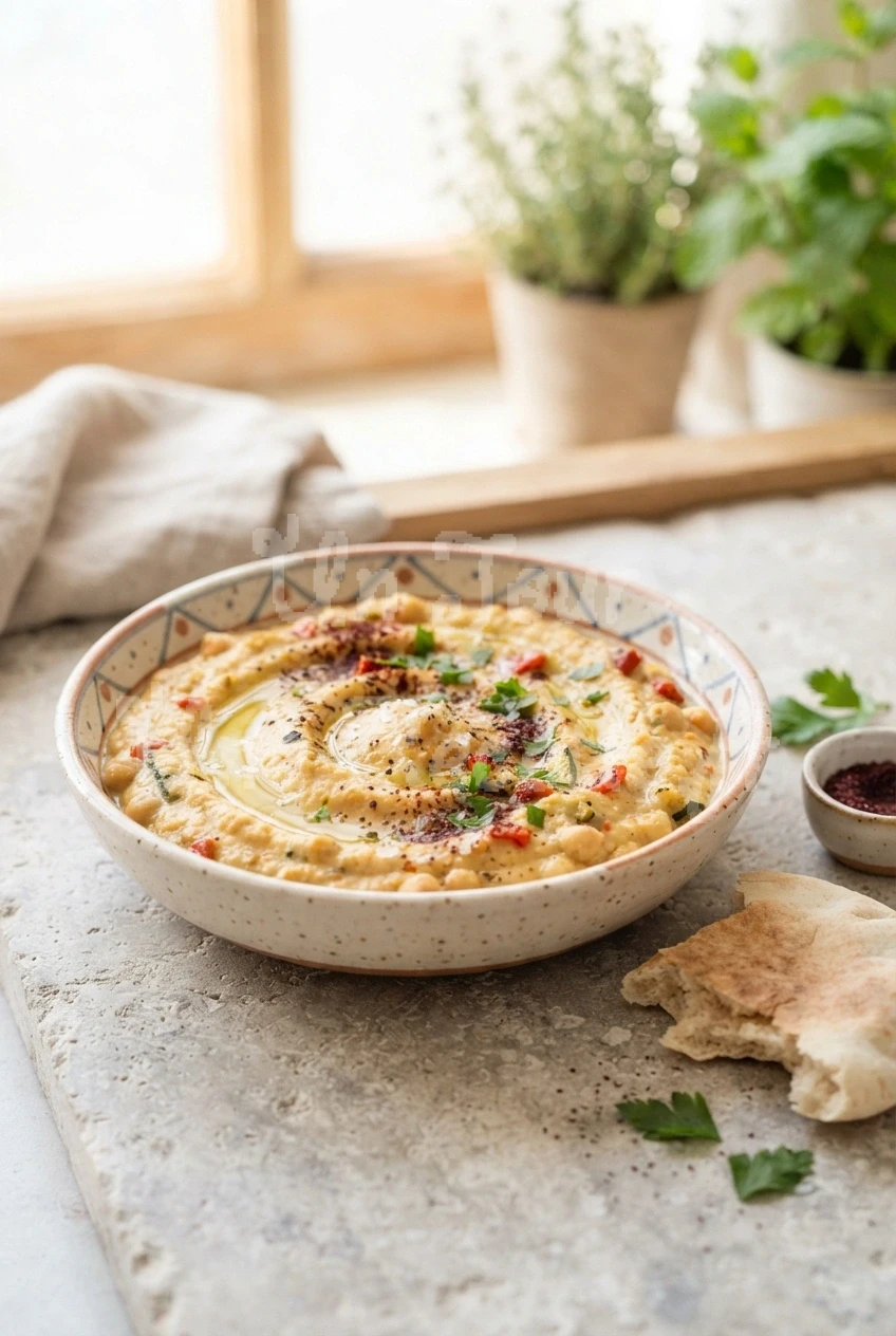 Photo de la recette Purée de pois chiches et de légumes grillés