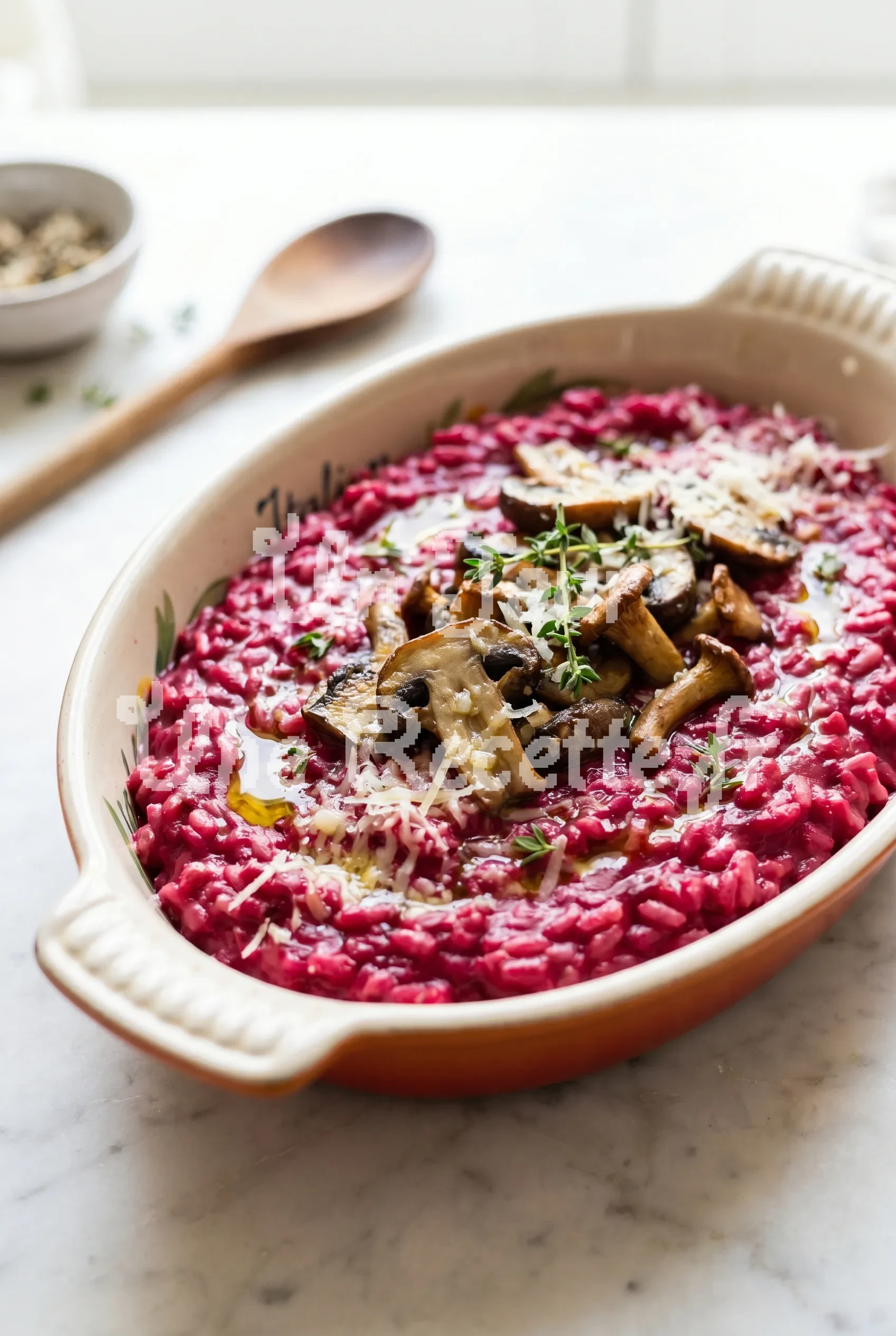 Photo de la recette Risotto aux champignons et à la betterave