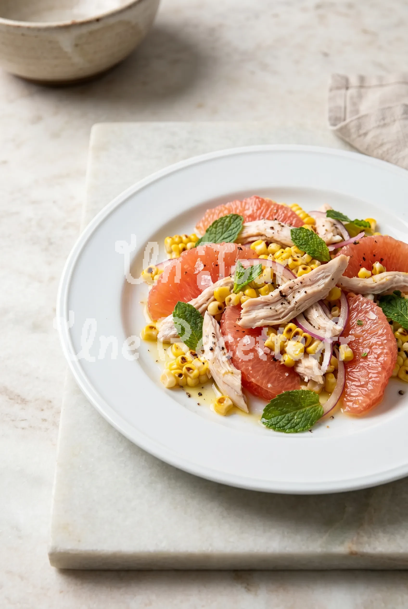 Photo de la recette Salade de pamplemousse, maïs et poulet
