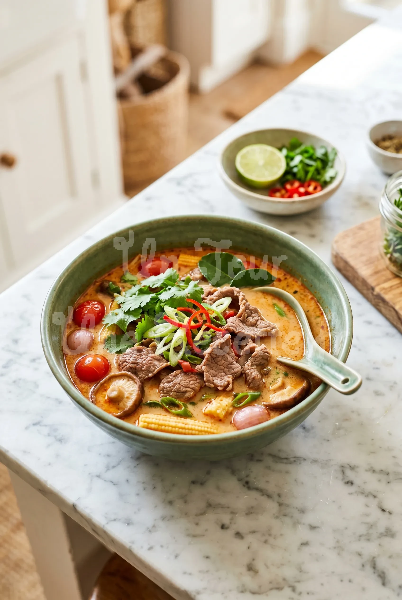 Photo de la recette Soupe de boeuf à la thaïlandaise (tom yam nam khon)