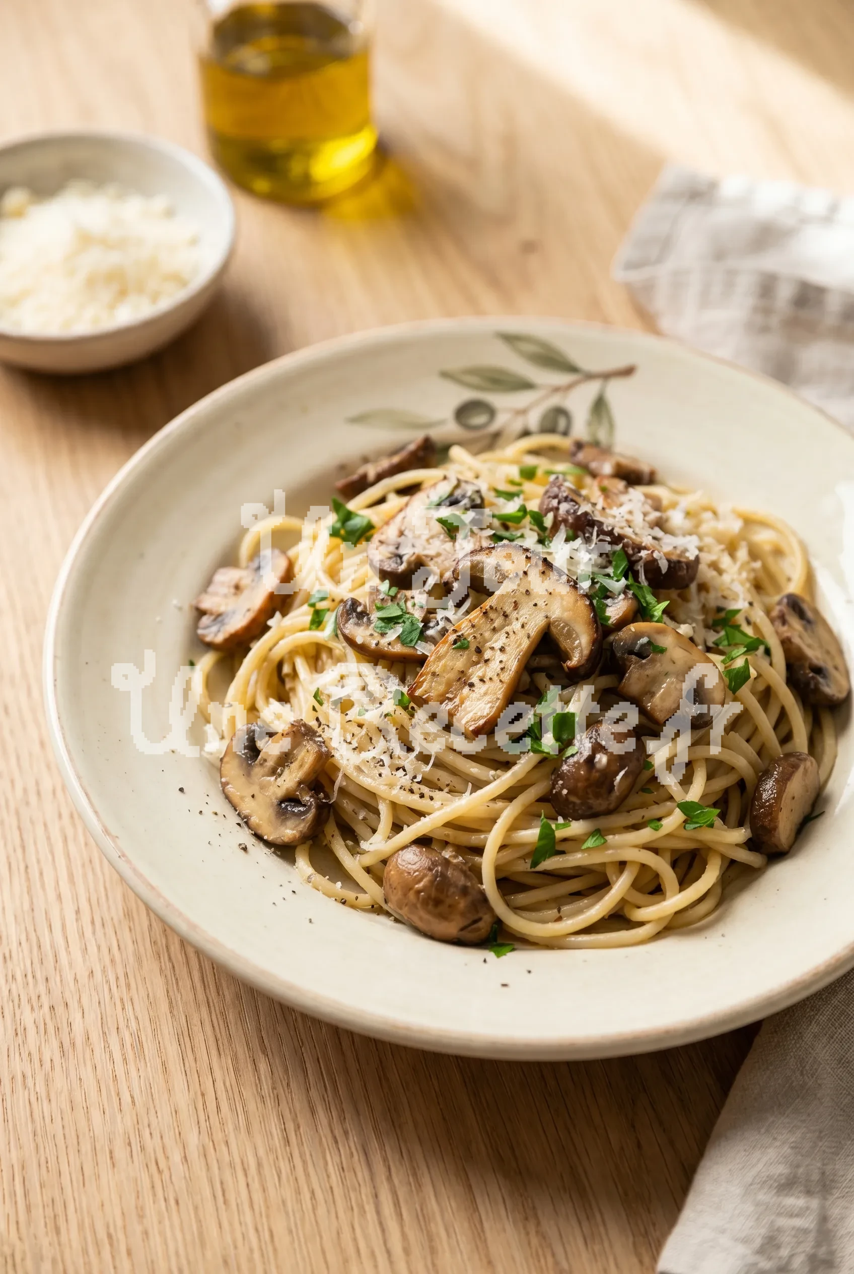 Photo de la recette Spaghettis aux bolets et champignons de Paris