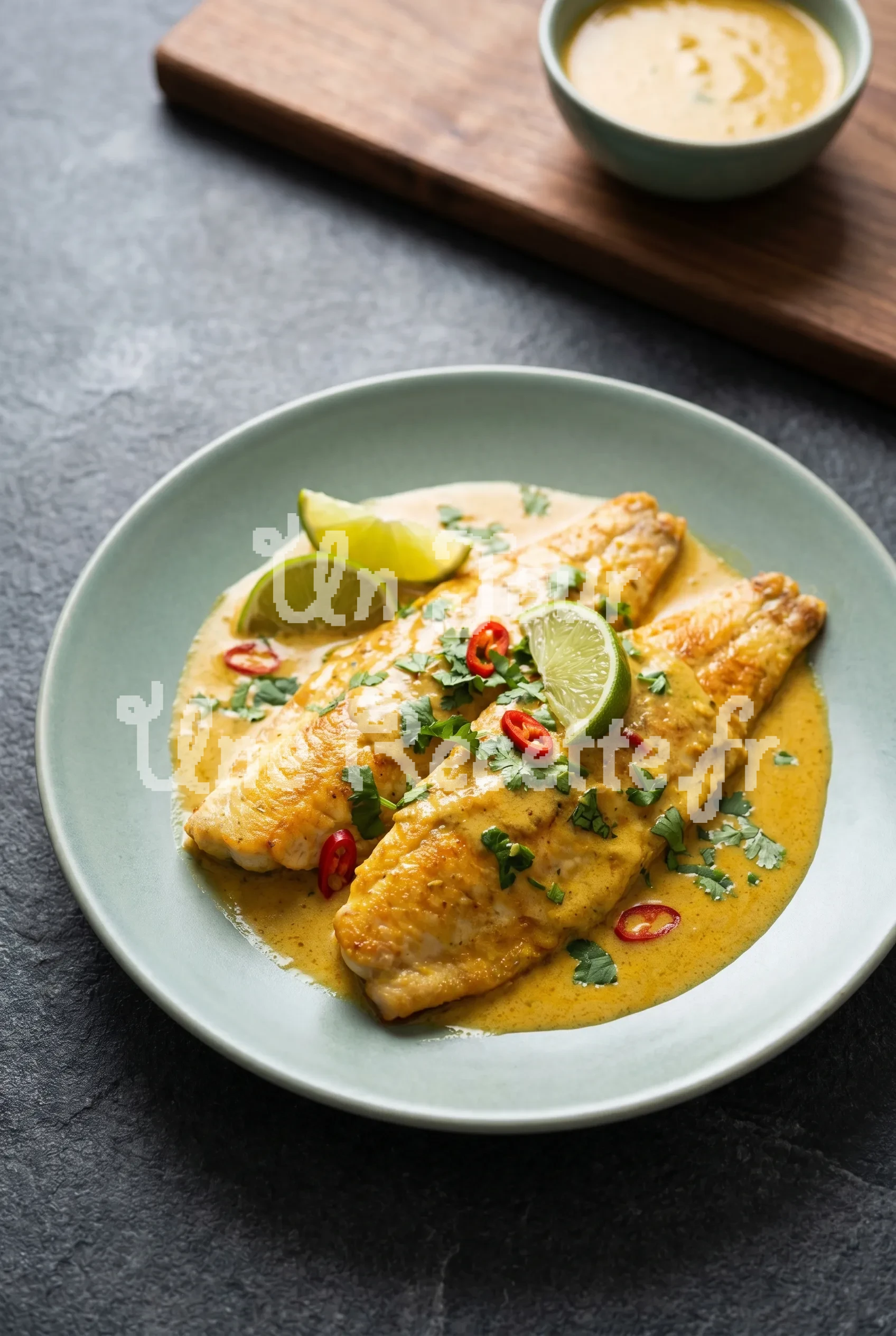 Photo de la recette Truite pochée au lait de coco et au curry