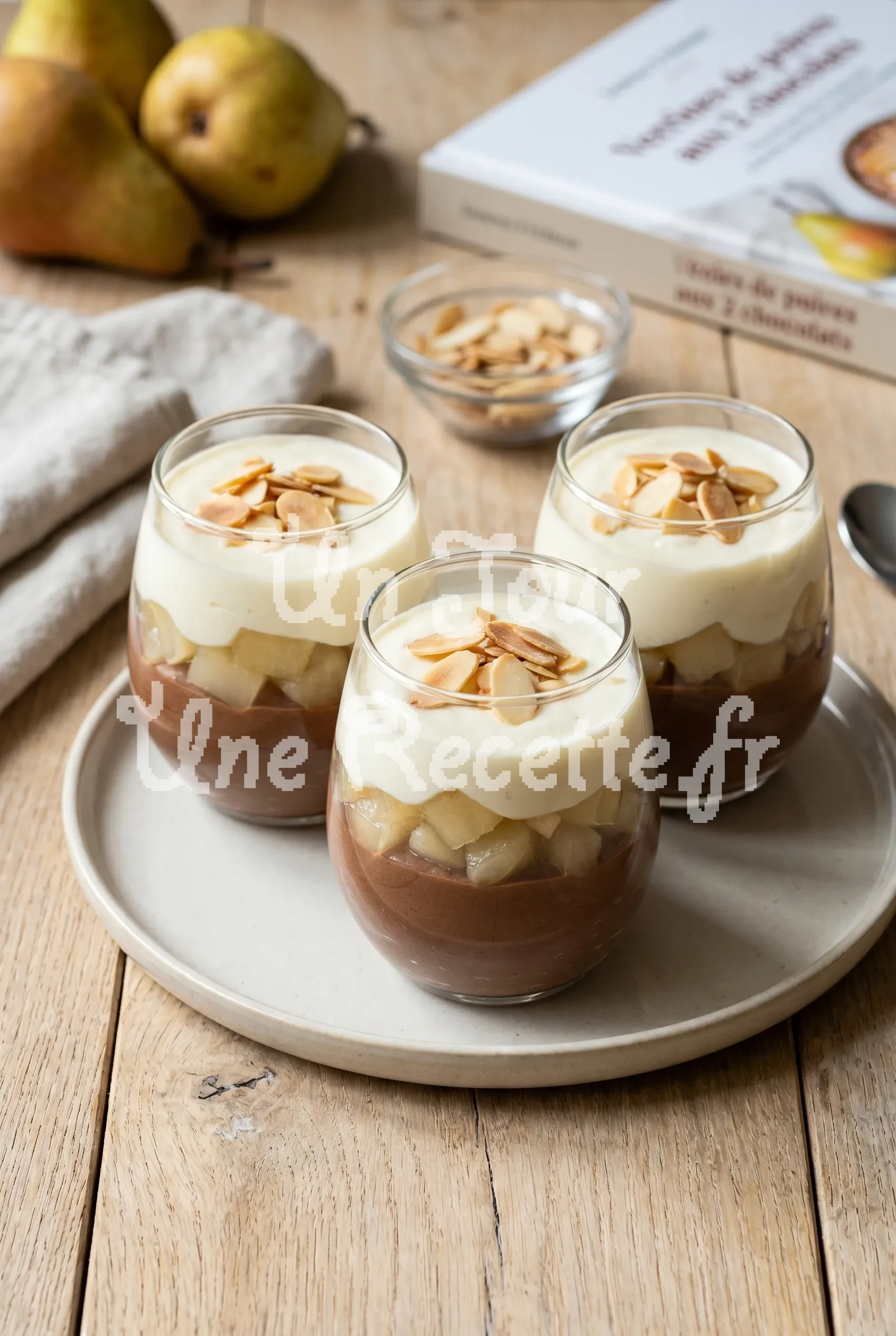 Verrines de poires aux 2 chocolats