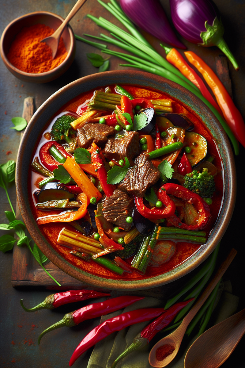 Photo de la recette Curry rouge de boeuf et de légumes