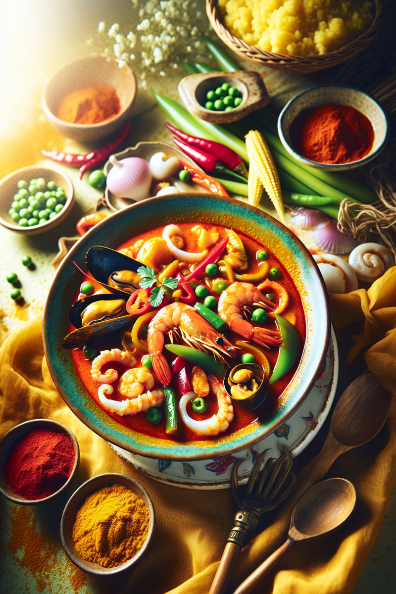 Photo de la recette Curry rouge de fruits de mer et légumes