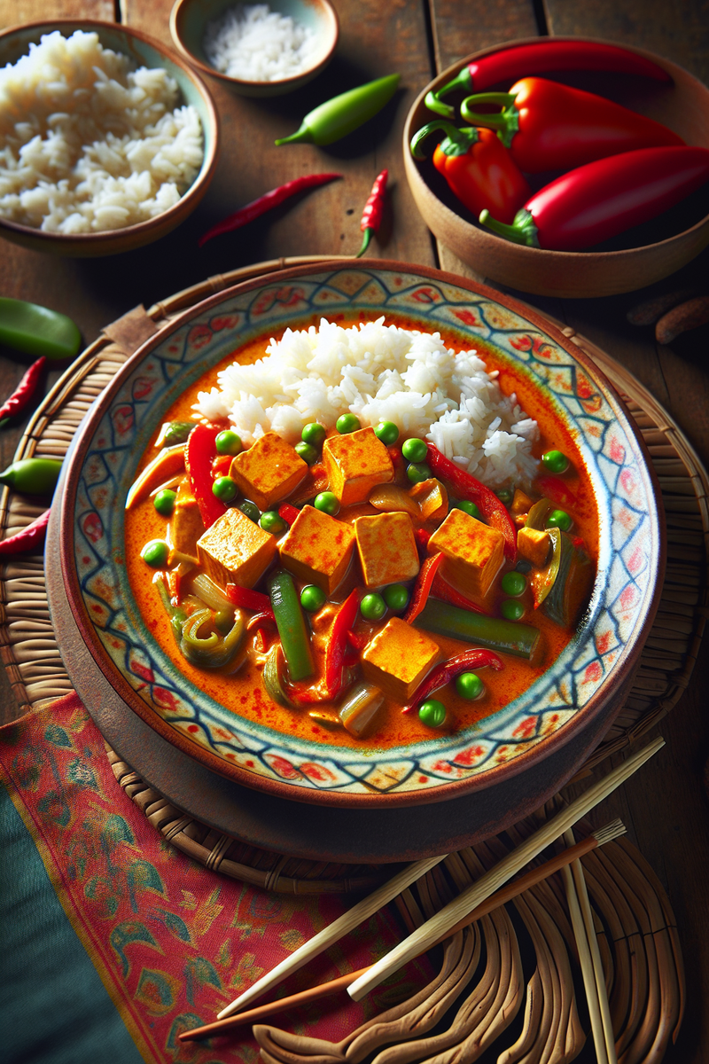 Photo de la recette Curry rouge de tofu et de légumes