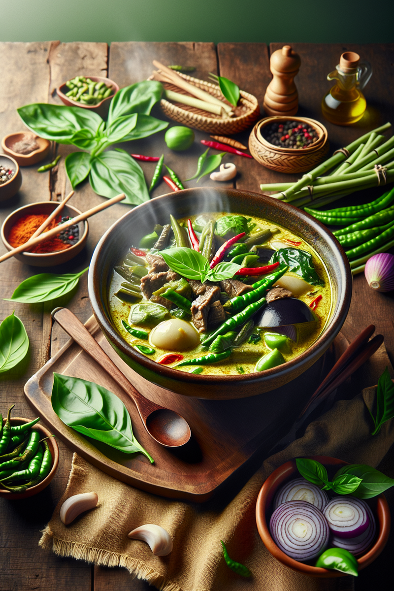 Photo de la recette Curry vert de boeuf et de légumes