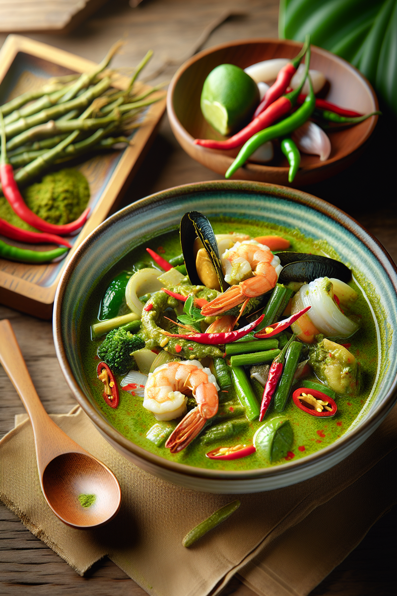 Photo de la recette Curry vert de fruits de mer et de légumes