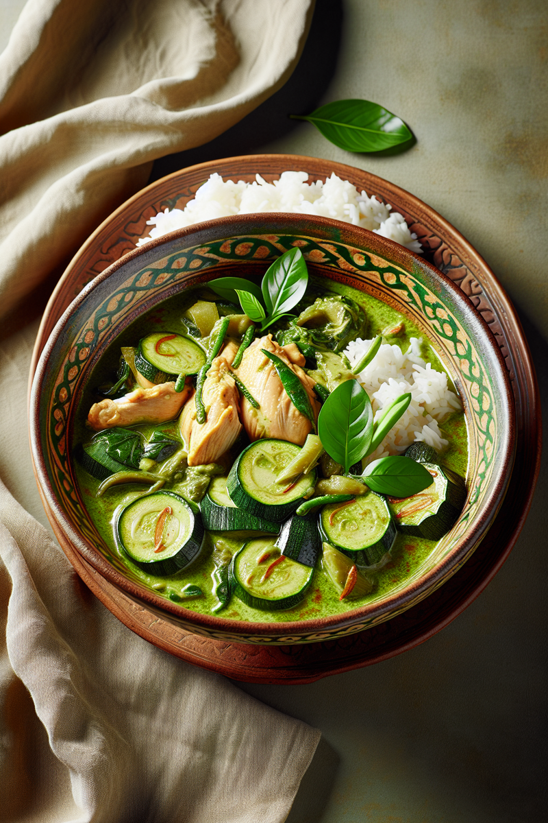 Photo de la recette Curry vert de poulet et de courgettes