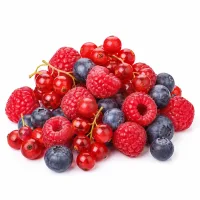 poignées de fruits rouges (framboises, groseilles, myrtilles)