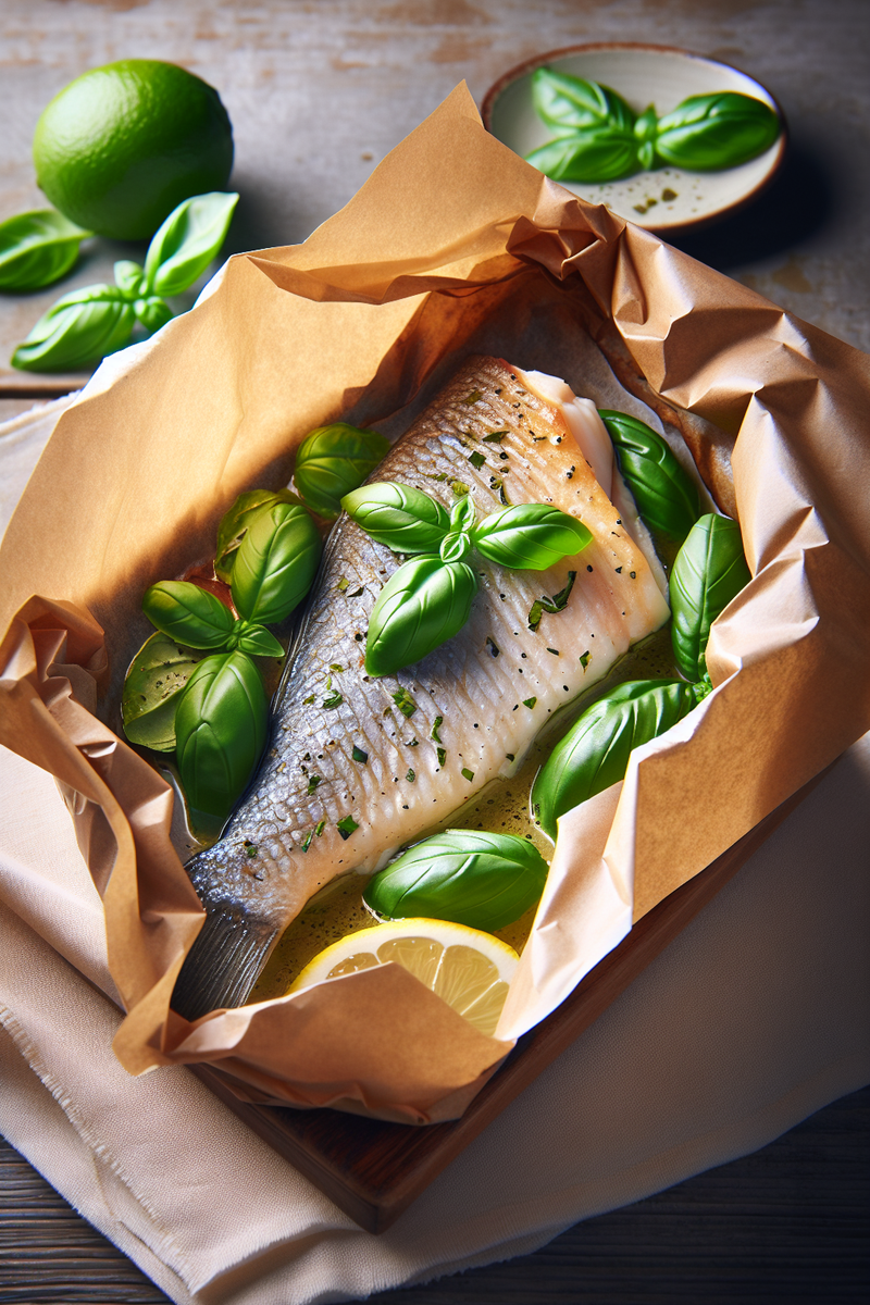 Photo de la recette Papillotes de poisson au basilic