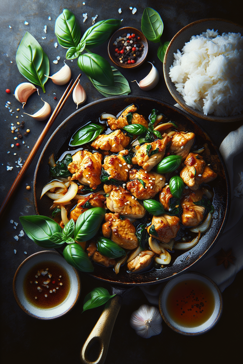 Photo de la recette Poulet à l'ail et au basilic