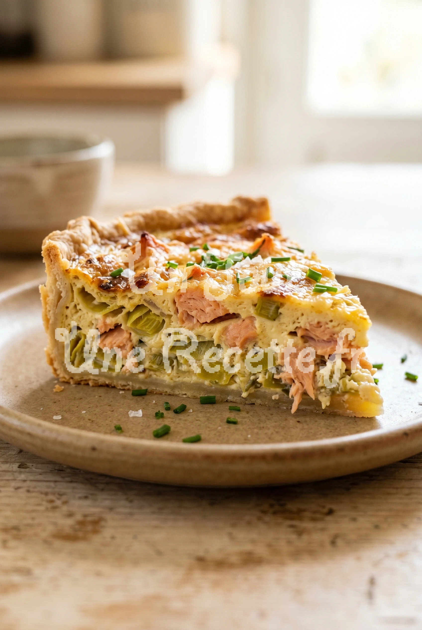 Photo de la recette Quiche aux poireaux et au saumon fumé