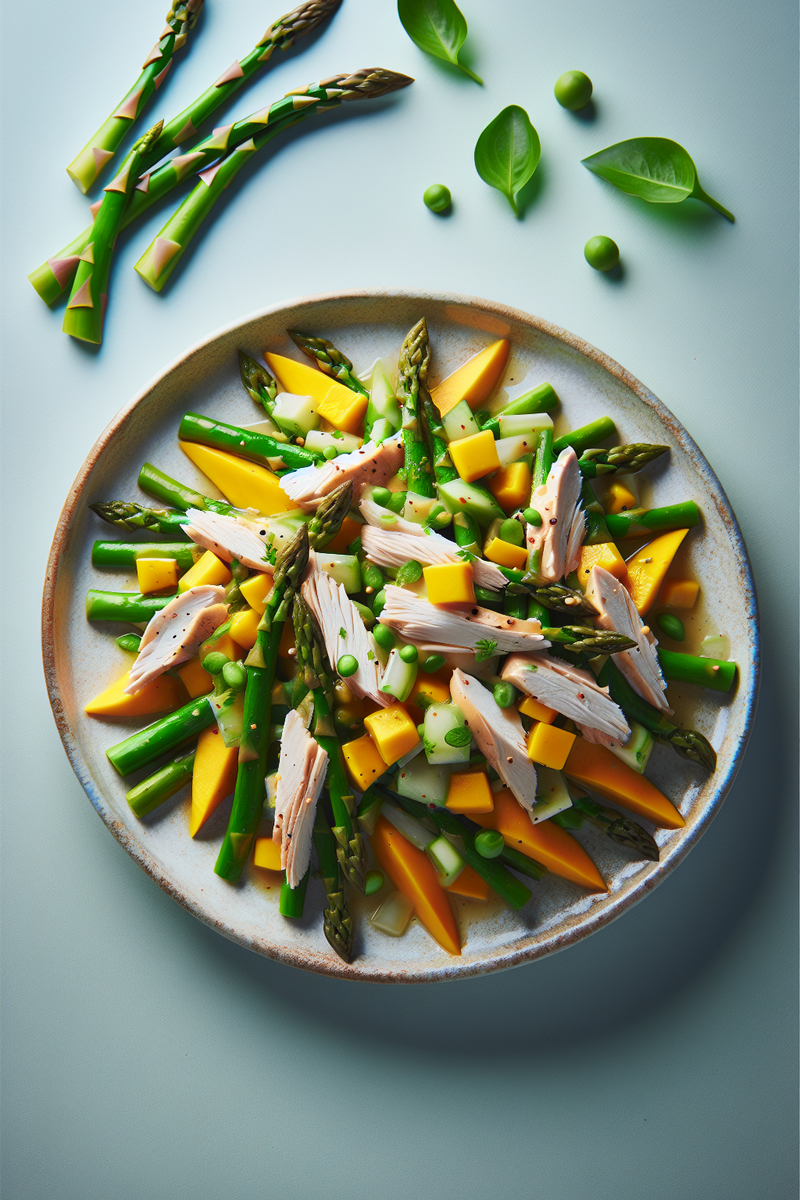 Photo de la recette Salade d'asperges, poulet et mangue