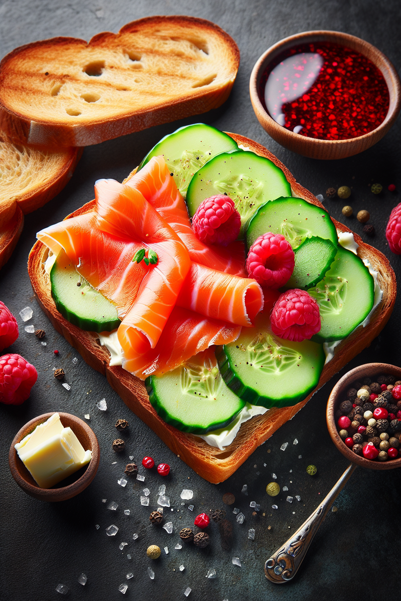 Photo de la recette Sandwich saumon fumé au vinaigre de framboises