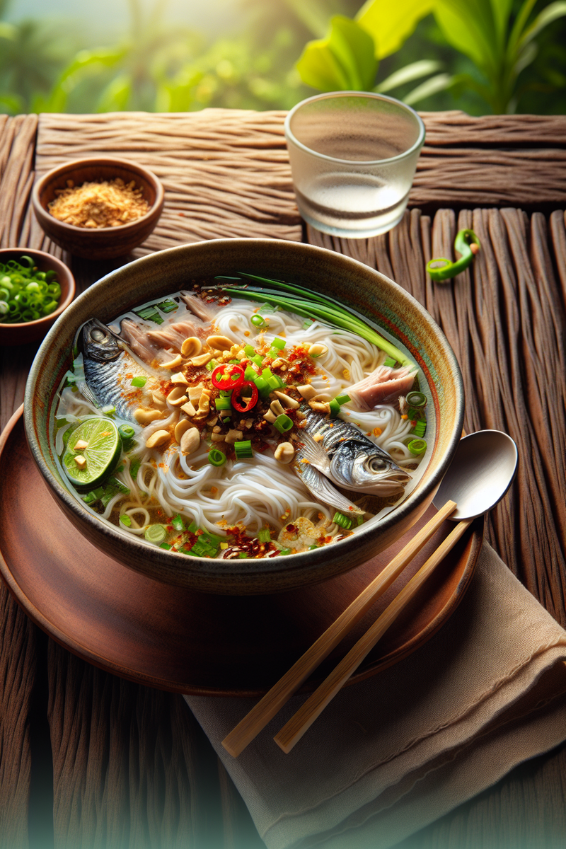 Photo de la recette Soupe de nouilles au poisson fermenté
